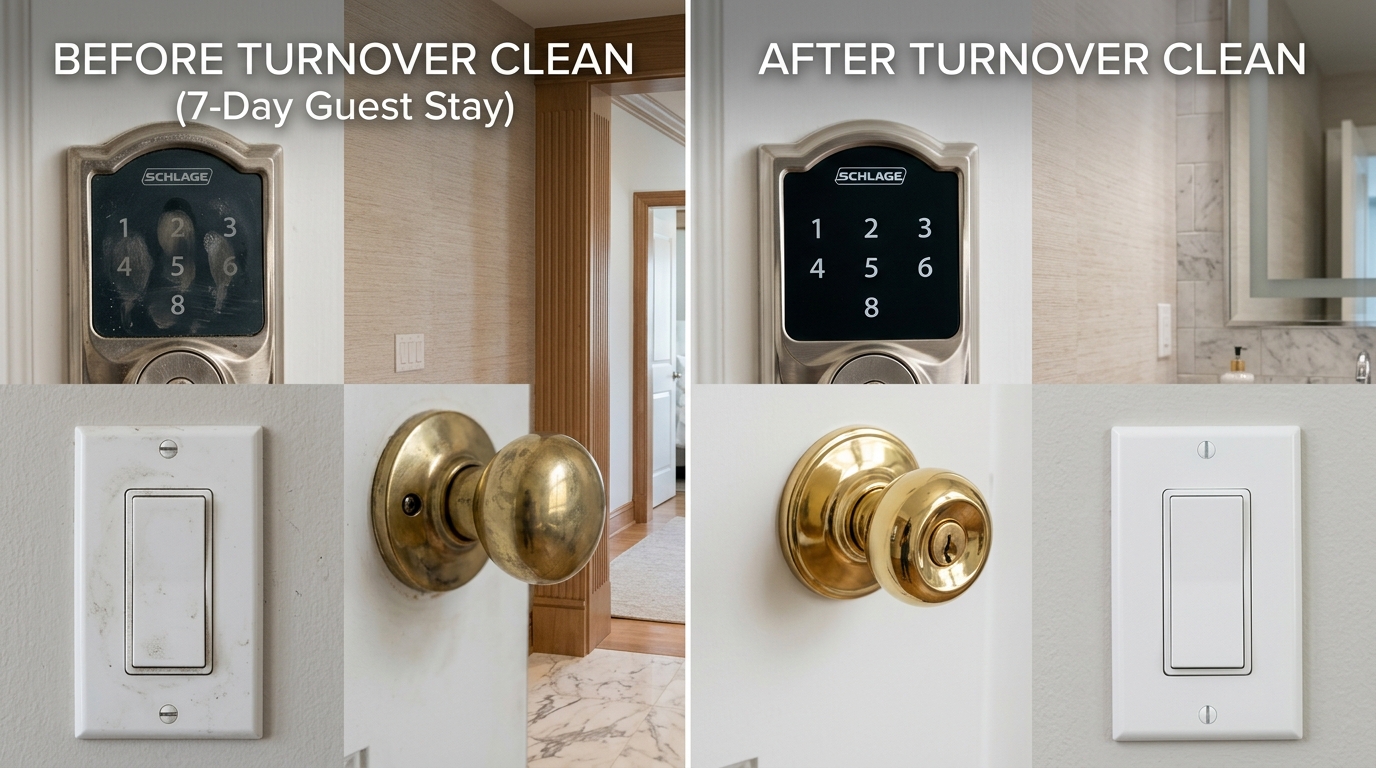 Before and after turnover clean: Disinfectants & Sanitizers
