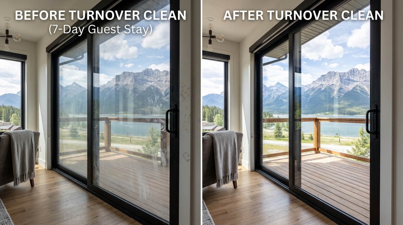 Before and after turnover clean: Glass & Stainless-Steel Cleaners